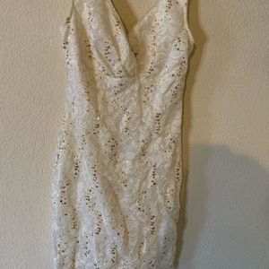 Bodycon white and gold dress